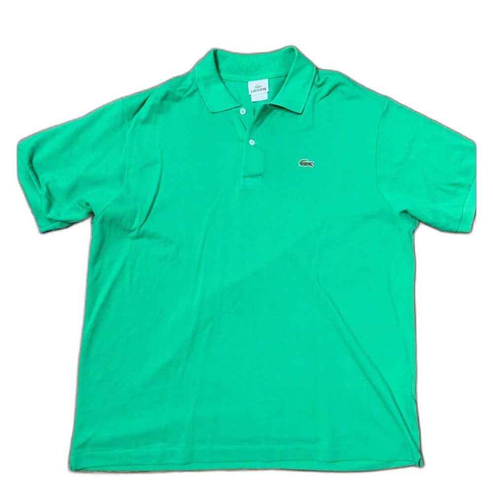 VINTAGE Lacoste Polo Shirt Mens Green 100% Pique Cotton Size‎ 7 / 2XL
